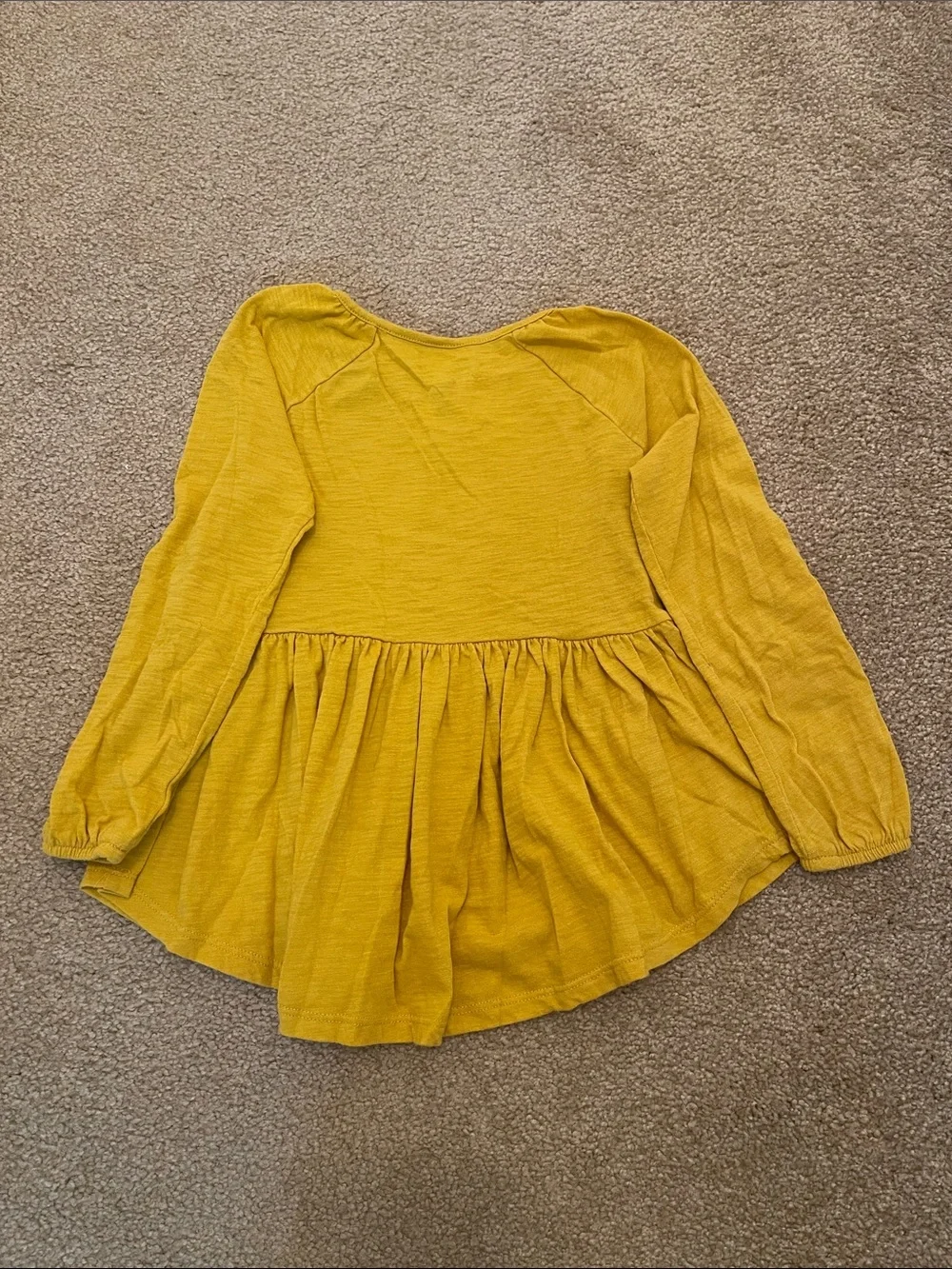 Old Navy Mustard Peplum Long-Sleeve Top with White Lace Trim